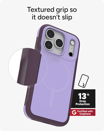 Image of ZAGG Sedona Snap Case for iPhone 17 Pro - Purple Dusty Grape, Drop Protection (13ft /4m), Graphene-Reinforced Multi-Layer Protection, MagSafe Phone Case with Impact-Absorbing Bumpers, Slim