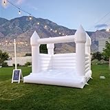 Inflatable Bounce House with Air Blower Wedding Bouncy Castle (Standard/13 * 13ft, White, PVC)
