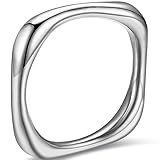 Jude Jewelers 3mm Width Stainless Steel Square Shaped Stacking Wedding Band Promise Statement Ring (Silver, 7)