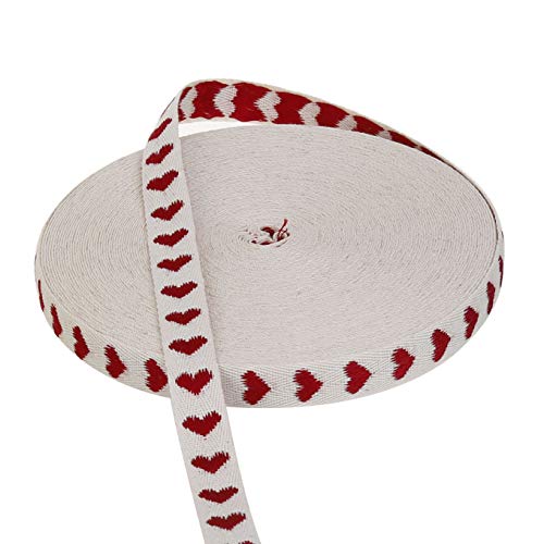 COTOWIN Baumwoll-Twill-Band, weiches Klebeband, 1,6 cm, Fischgrätenband, 22 m (22 Meter) (Rot) Cover