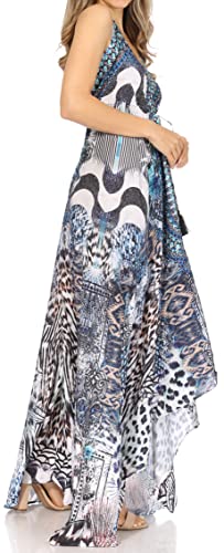 Image of Sakkas Lizi Womens Maxi High-Low Halter Handkerchief Long Dress Beach Party