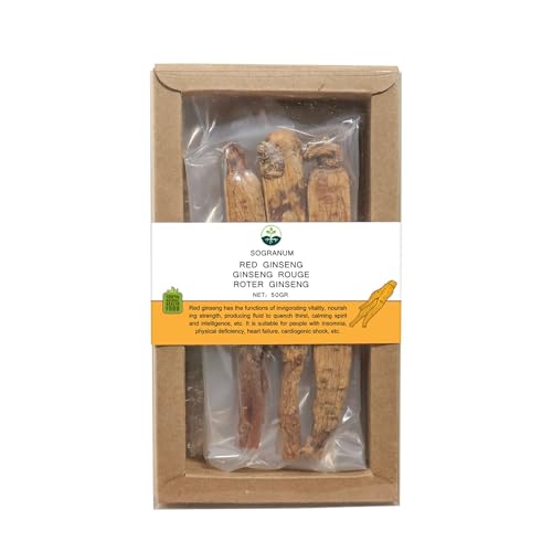 Ginseng (ginseng rojo coreano) Energía Vitalidad Bienestar | Planta medicinal asiática tradicional | Té de hierbas de ginseng | 50 g