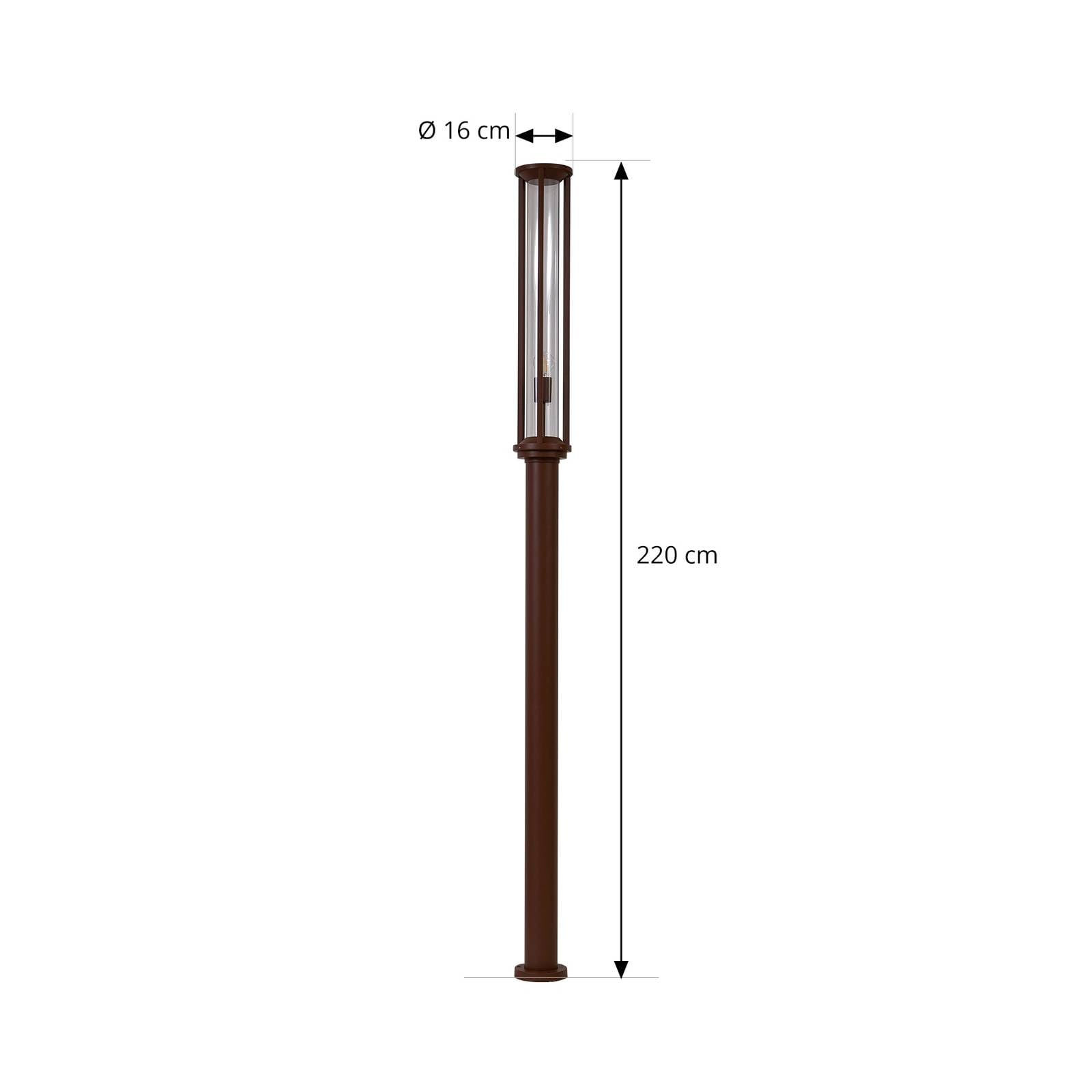 Lucande Lampadaire extérieur Alivaro à intensité variable (Moderne) en Marron Aluminium (1 lampe,à E27), Candélabre luminaire d’extérieur