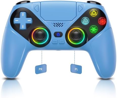 Dinosoo RGB Wireless Controller for PS5/PlayStation 5 PC, Bluetooth Controller with Turbo, Macro, Dynamic Vibration, 6-Axis Motion Control, 3.5mm Audio Jack, 1000mAh Battery, Speaker - Blue : Everything Else