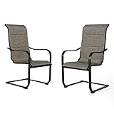 PATIO TREE 2 Pieces Outdoor C Spring Motion Dining Chairs, Patio Steel Textilene Bistro Chairs with...