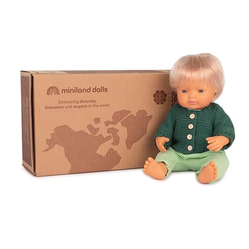 Muñeco Bebé Miniland Caucásico 15'' con Ropa Bosque miniatura 1