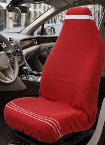Image of MISHIKA Cotton Car Seat Towel Cover, Universal Fit, Beige, Soft Driving Comfort, 130x50 cm (1, Red, 30 x60)