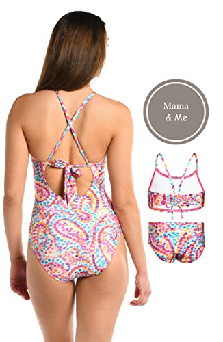 La Blanca Girls' Standard High Neck Top and Hipster Bottom Swimsuit Set4