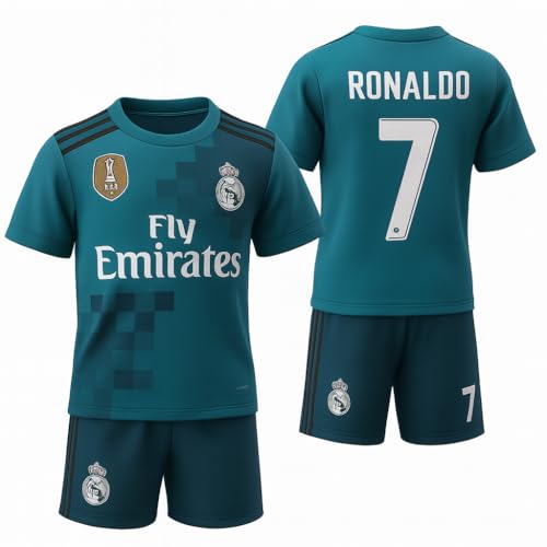 CR7 Classic Retro Boys Football Jersey & Shorts Set – Blue