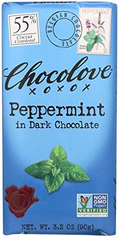 Chocolove 55 Percent Cocoa Peppermint Dark Chocolate Bar, 3.2 Ounce -- 144 per case