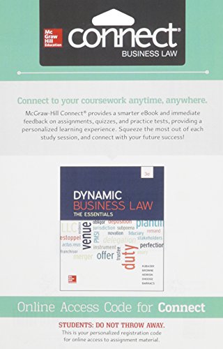 Dynamic Business Law: The Essentials with Connect 1259621723 Book Cover