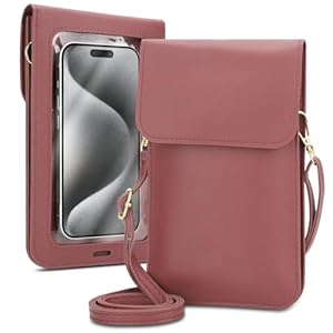 Cadorabo Handytasche zum Umhängen kompatibel mit OnePlus 13-kleine Handtasche mit Handyfach und Sichtfenster, Handy Umhängetasche mini für 13, 2 Fächer, PULeder, Damen, PINK