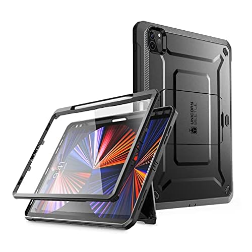 SUPCASE Unicorn Beetle Pro Series Case for iPad Pro 11 Inch (2022/2021/2020), Support Apple Pencil Charging with Built-in Screen Protector Full-Body Rugged Kickstand Protective Case (Black)
