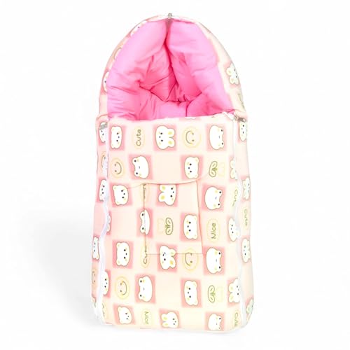 Image of VoiDrop Velvet Baby Carry Bed Infant Lounger Sleeping Bag 3 in 1 for New Born Babies | Baby Portable Travelling Bed for Infants Premium QULAITY with Super Soft Inner (Rose Pink)
