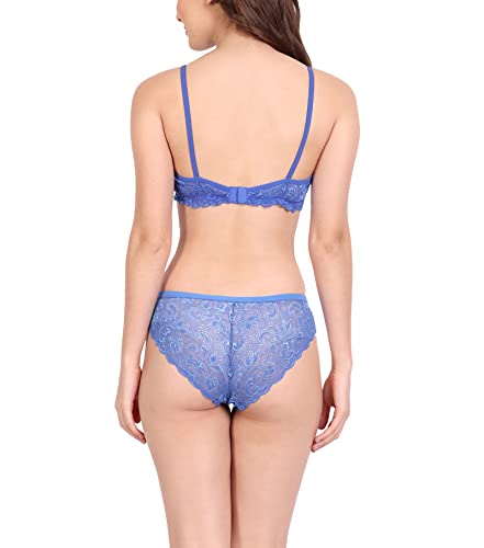 Image of FIMS - Fashion is my style Women Cotton Floral Lace Padded, Non-Wired, Full Coverage, Seamless Bra Panty Set, Multicolor, Lingerie Set