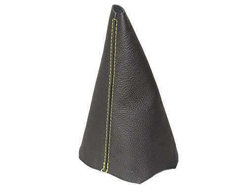 The Tuning-Shop Ltd Soufflet de levier de vitesse en cuir gris avec coutures jaunes compatible avec Citroën Berlingo II Cover