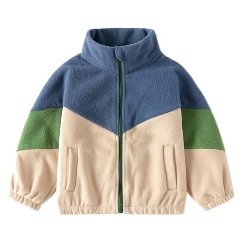 Toddler Boys Zipper Jacket Fleece Coat Color Block Hoodie Outwear