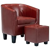 Tidyard Sessel Armsessel Sofastuhl Mit Fußhocker,Relaxstuhl Lounge Sessel Loungesessel 64 x 57 x 70 cm,Polstersessel Ledersessel,Holzrahmen + Kunstlederpolsterung