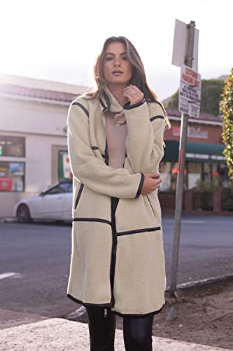 Prettygarden Women's Full Zip Fleece Jacket Long Sleeve Lapel Warm Winter Sherpa Coat With Pockets (Beige Apricot,Small) #TOP5