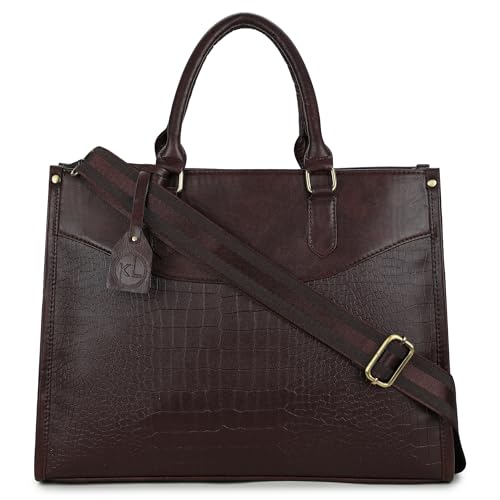 Image of K London Stylish Women's Office Bag-Vegan Leather Laptop Tote For Professional&Casual Work Use|Spacious,Durable And Elegant Crossbody|Handbag|Sling Bag 14 Inch Laptop With Double Handles,White