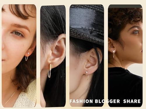 S.Leaf 925 Sterling Silver 18Karat Gold Plated Chain Earrings for Women Hypoallergenic Cubic Zirconia Tassel Drop Dangle Stud Earrings Bridesmaid Gifts Best Friend Birthday Gifts for Women Trendy Birthstone4