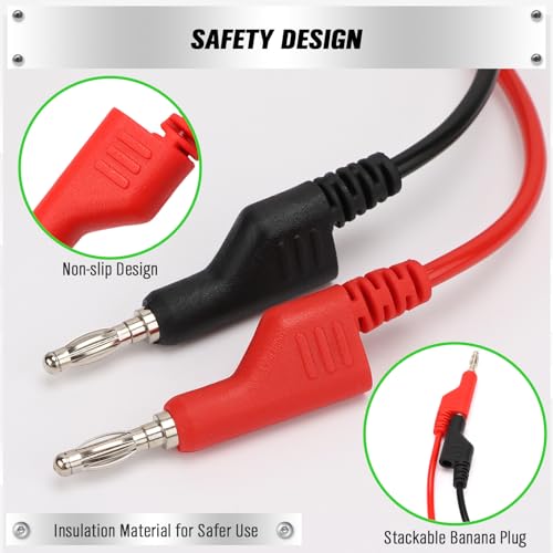 Image of SWANLAKE 5-Piece Dual-Ended Banana Plug Test Leads, 1000V 15A 3.5ft /1M Multimeter Electrical 4mm Banana-Plug, Flexible Copper Banana Cable, Electrical Test Wires
