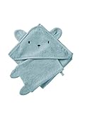 Biais ton sur ton. VERTBAUDET Cape de bain + gant coton bio bleu océan 100X100
