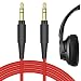 Geekria Câble audio pour Mpow 059, H17 ANC, H16 ANC, Anker Soundcore Life Q20, Life Q10, Vortex, Bluedío T3, T2s, T2 Plus, Victory Câble de casque stéréo auxiliaire 3,5 mm (Rouge)