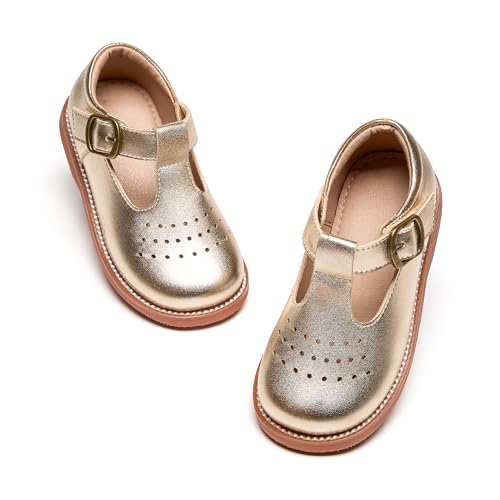 Image of Kiderence Toddler Girl Mary Jane School Uniform Dress Shoes Oxford Flats | Wide Toe Box Great Comfort for Student Shoe and Flower Girl Shoe for Wedding, Parties, Church