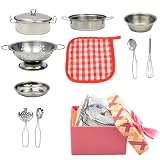 Kochtopf- und Pfannen-Set für Kinder, Edelstahl, Küchenzubehör, für und Mädchen, Zuhause, Klassenzimmer, Kindergarten, Vorschule, Outdoor, Picknick, Camping