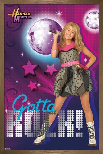 Trends International Disney Hannah Montana (2006) - Gotta Rock! Dance Party Wall Poster, 22.4L x 14.7W, Bronze Framed Version