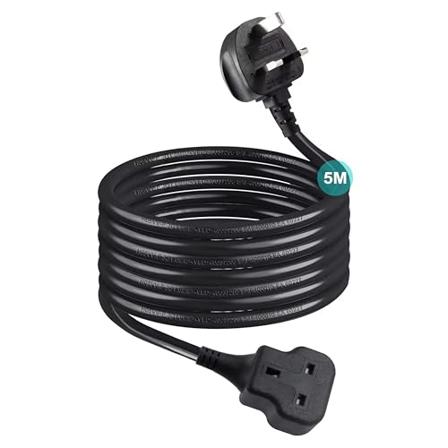 TAFAN™ 5m Power Extension Lead, Heavy-Duty Single Socket with UK 3-Pin Plug, Fireproof Extension Cord for Outdoor, Garden, Warehouse, Home Renovation, Black (5M)