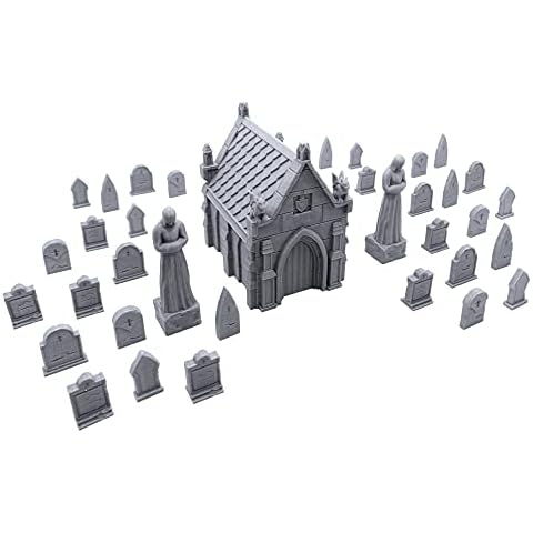 EnderToys Mausoleum Graveyard Scene, Terrain Scenery for Tabletop 28mm Miniatures Wargame, 3D Printed and Paintable Cover