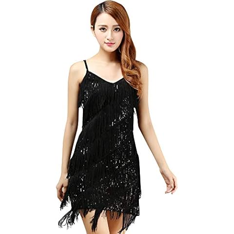 BellyQueen 1920s Tassel Sequins Dance Dress Cover