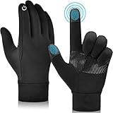 Fahrradhandschuhe Herren Winter Touchscreen Handschuhe - Damen Thermo Winterhandschuhe Sport Outdoor Warm Winddicht Fahrradhandschuhe zum Fitness Bike Golf Snowboard Lauf Fahren Motorrad Ski Schwarz M