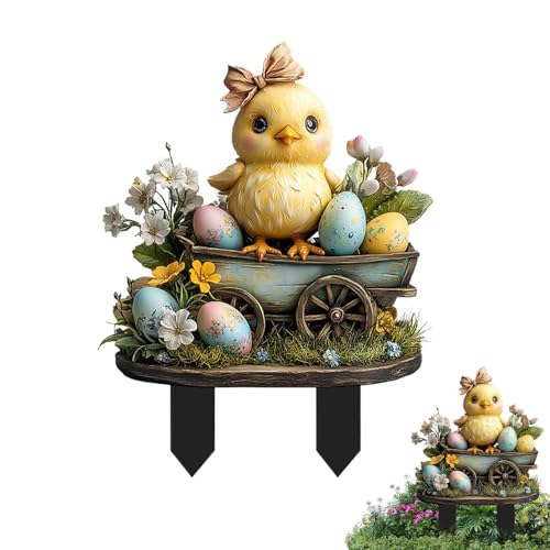 Shurzzesj Estacas de Pascua para patio, decoración de césped de acrílico para exteriores, hermosas decoraciones exteriores, decoración de primavera de animales para fiestas en casa