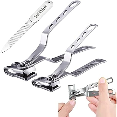 SANJINFON 3 in 1 Nail Clippers with 360 Degree Rotating Head Upgraded, Sharp Toenail Clippers for Men Thick Toenails/Nails for Seniors, Precision Spin Snips, Toe Nail Clipper, Cutter, Trimmer, File Cover