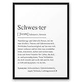  SCHWESTER Definition ABOUKI Kunstdruck Poster Bild Geschenk-Idee Geschwister Familie Freundin Geburtstag Weihnachten - ungerahmt DIN A4
