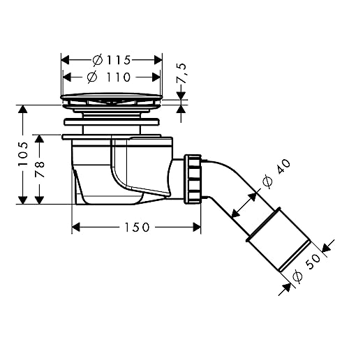 hansgrohe 60056000 Staro Complete Waste Set 90, Chrome, 90mm - Image 2