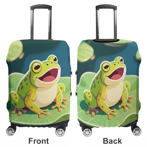 Frog in The Pond Elastic Luggage Cover Suitcase Protector for 19-32 Inch Suitcases | Universal Stretchable Travel Bag Cover | Anti-Scratch, Washable with Zipper Closure L3