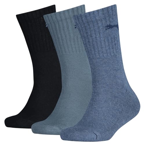 PUMA Unisex Kinder Socken (3er Pack), Denim Blue, 35-38 EU