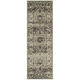 Maples Rugs Distressed Lexington Non Slip Runner Rug For Hallway Entry Way Floor Carpet [Made in USA], 2 x 6, Neutral