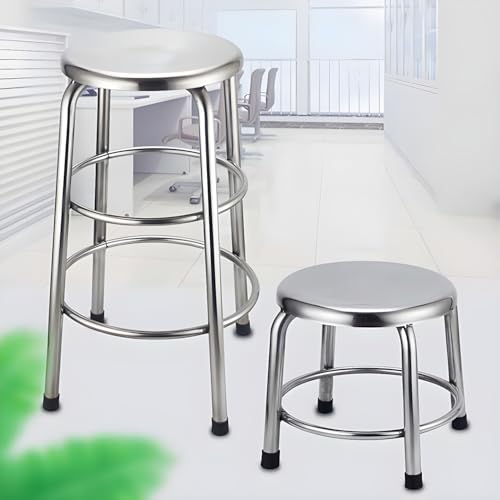 Taburete de bar estilo industrial, asiento redondo de acero inoxidable, para cocina (4 unidades, taburete corto de 20 pulgadas de altura) miniatura 2