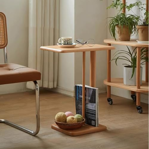 Mesa de centro rectangular de madera para leer junto al sofá en espacios pequeños 6