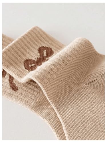 GORGLITTER Girl's 5 Pairs Bow Socks Casual Preppy Cute Ankle Socks4