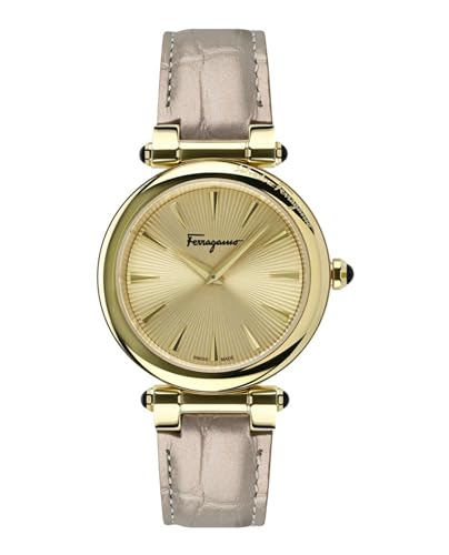 Idillio Collection Luxury Womens Watch Timepieces with a Beige Strap Featuring a Gold Case and Dial