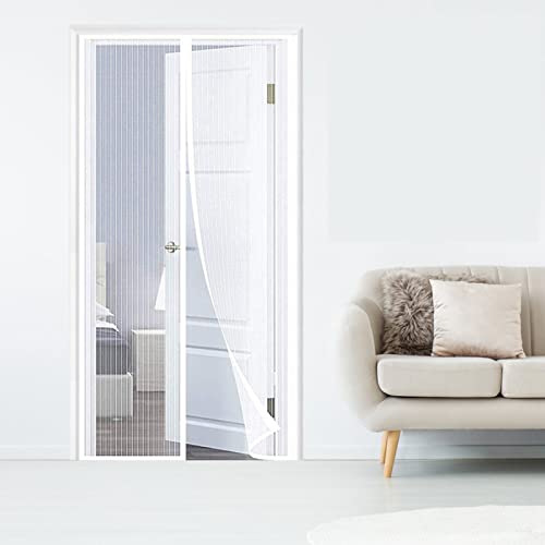 Preisvergleich Produktbild THAIKER Magnet Fliegengitter Balkontür, 120x205cm(47x81inch) Balkontür Magnet Fliegenvorhang Insektenschutz Glasfasermaterial für Balkontür Wohnzimmer Terrassentür, Weiß A