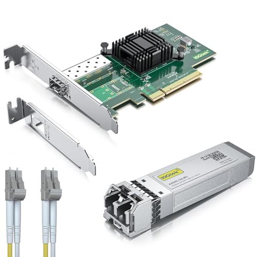 10Gb PCI-E NIC Network Card con puerto SFP+ y cable de fibra OM3 de 1 metro compatible con Intel X520-DA1 miniatura 1