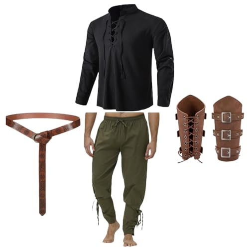 Costume de pirate médiéval pour homme cherchant une tenue de déguisement Renaissance 4 pièces