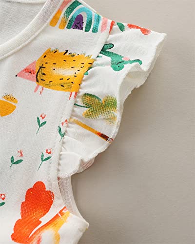 Image of HILEELANG Little Girls Cotton Dress Sleeveless Casual Summer Sundress Flower Printed Jumper Skirt